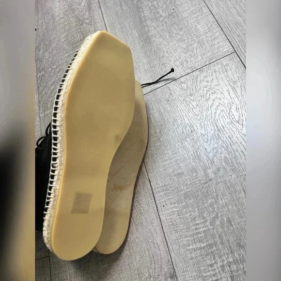 FRAME Le Boston Espadrille Black Leather Booties Size 7.5 - Picture 6 of 7